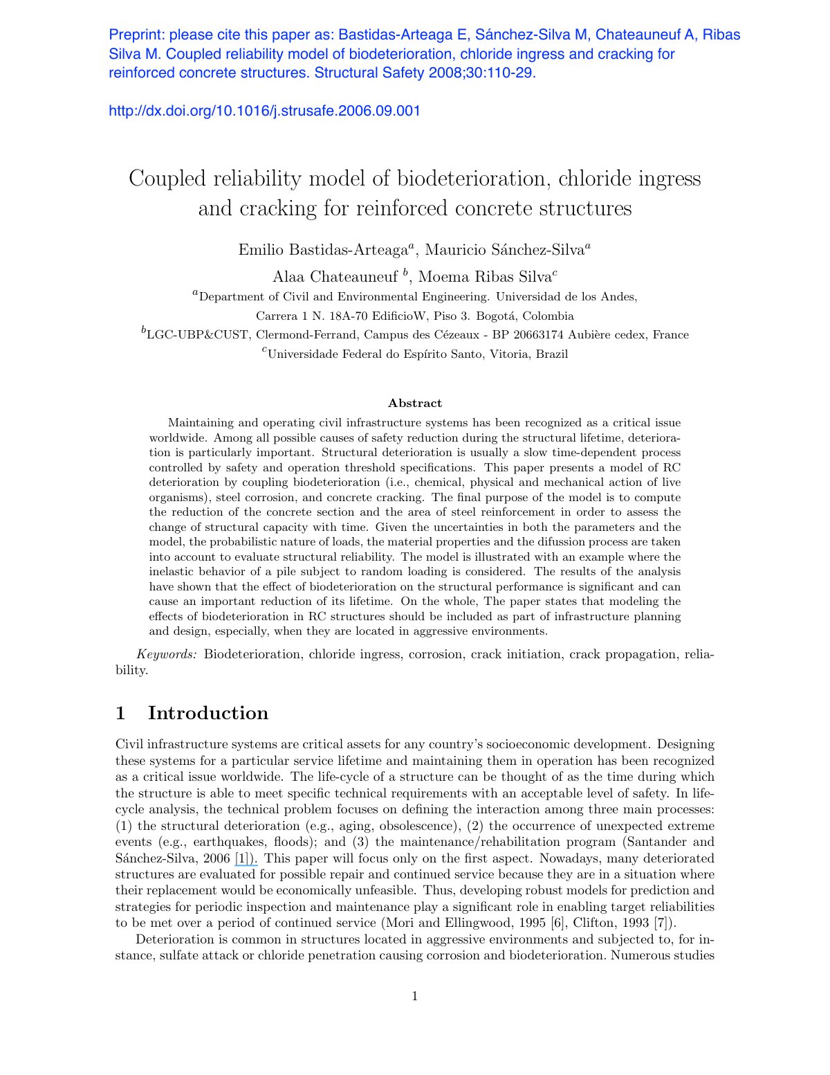 First page of Coupled reliability model of biodeterior