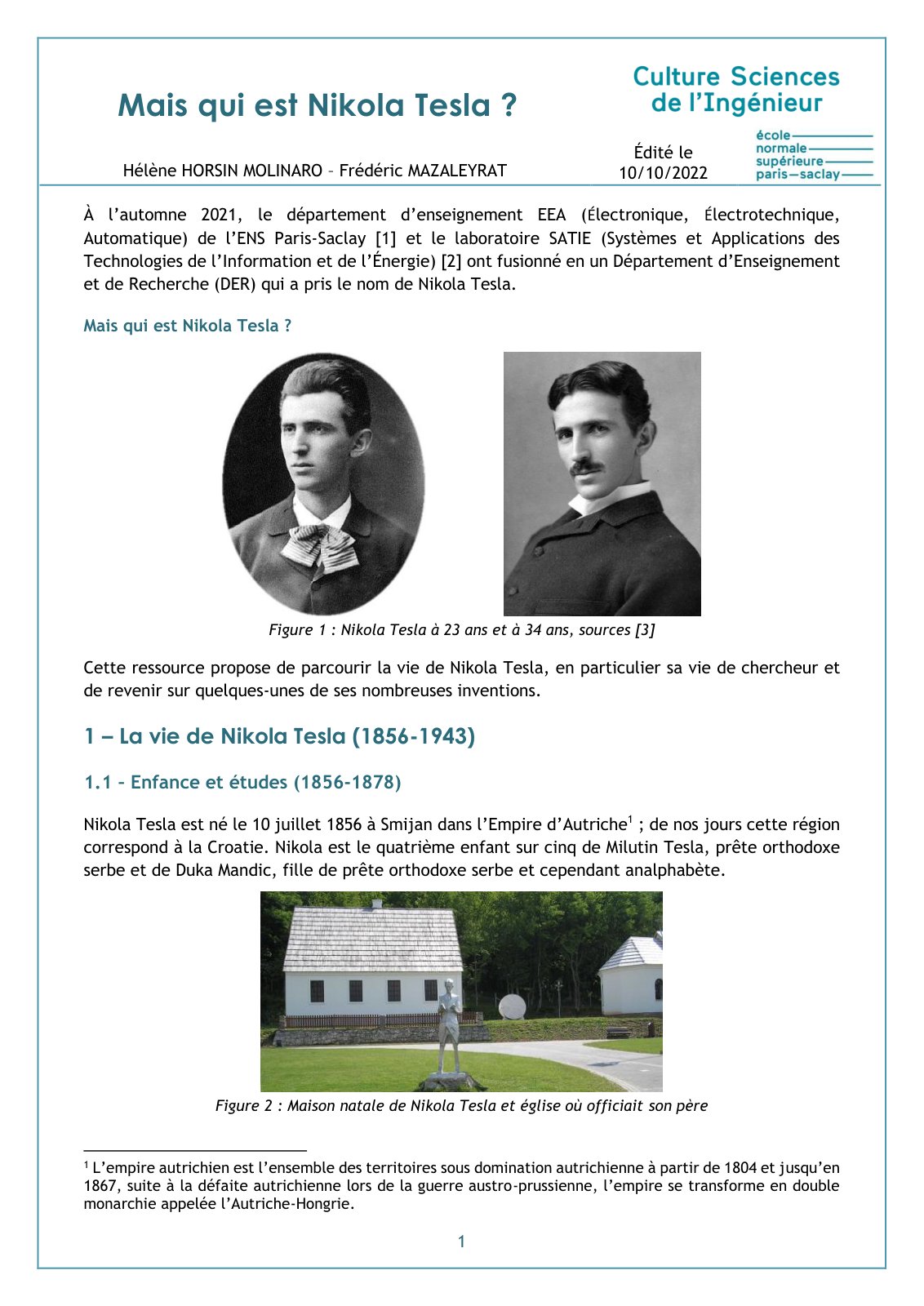 First page of nikola tesla