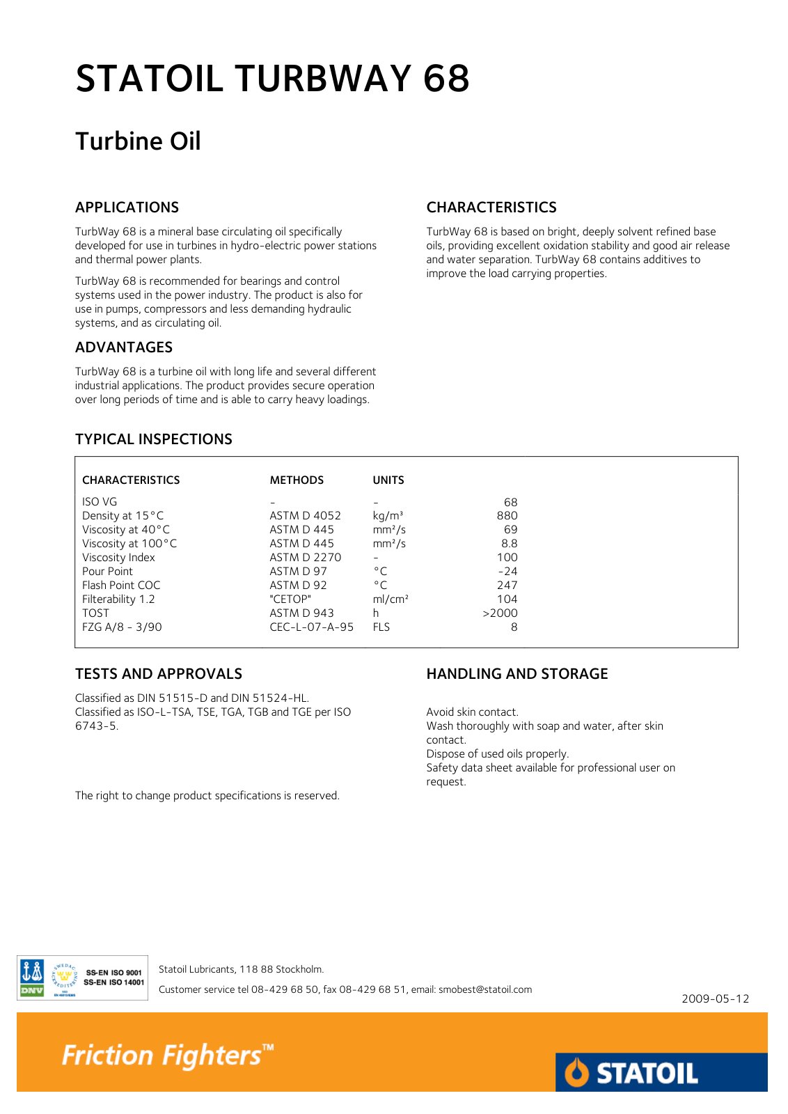 First page of statoil turbway 68 