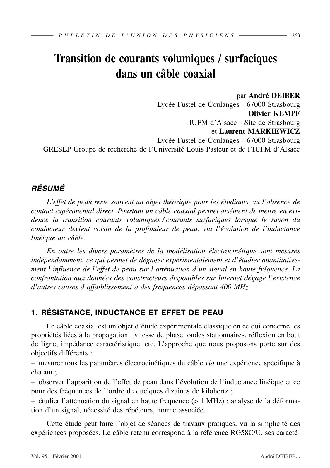 First page of courants cable coaxial