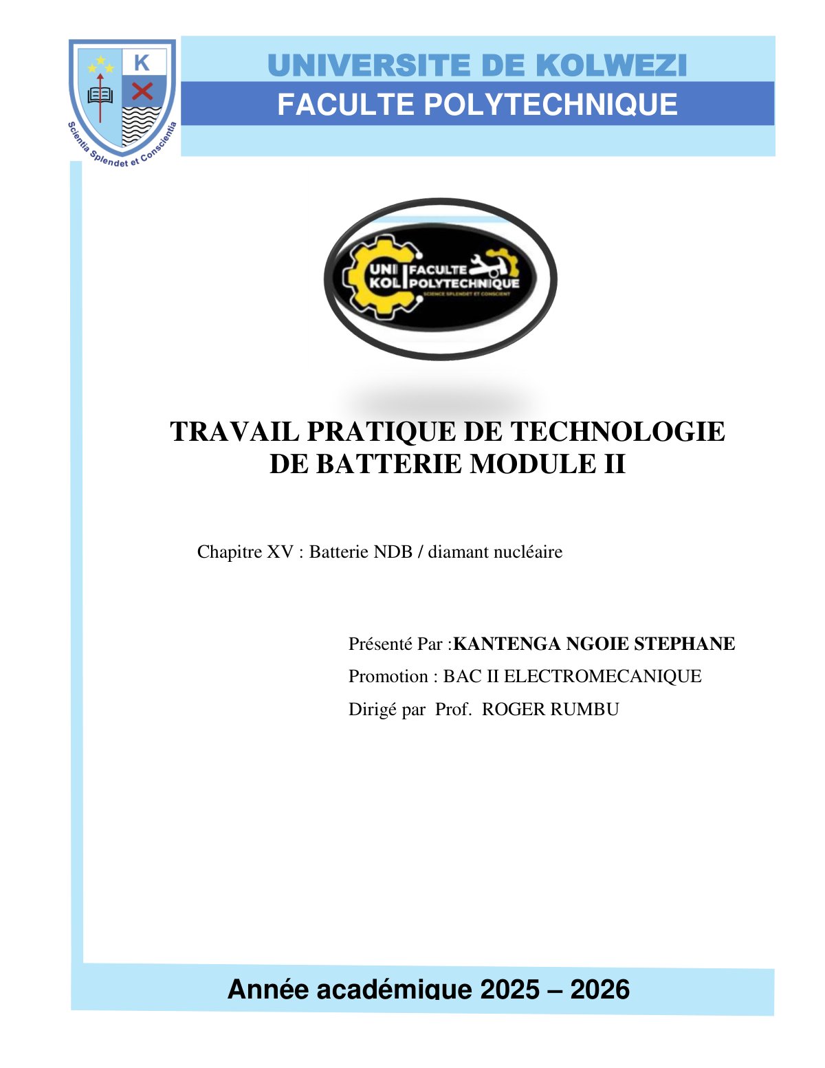 First page of Chapitre XV : Batterie NDB / diamant nucléaire