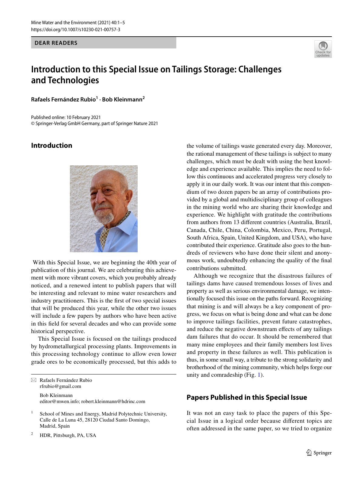 First page of Introduction to this Special Issue on Ta