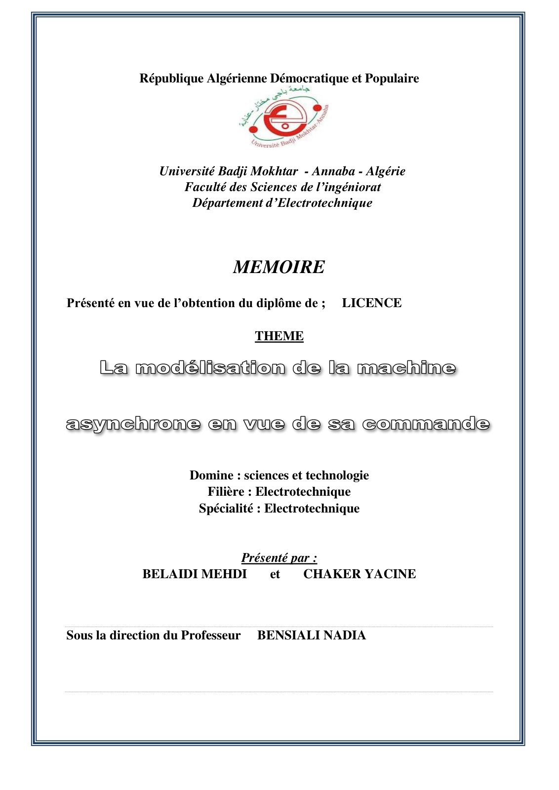 First page of Memoire Machine Asynchrone (1)