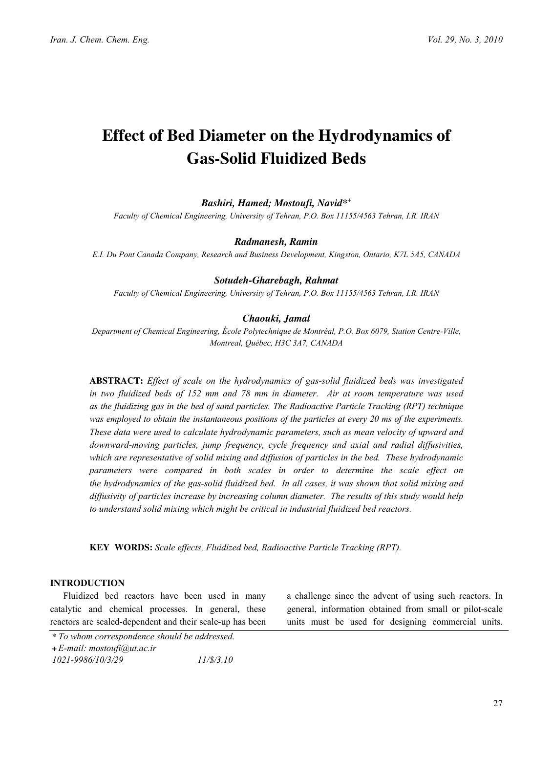 First page of Effect of Bed Diameter on the Hydrodynam