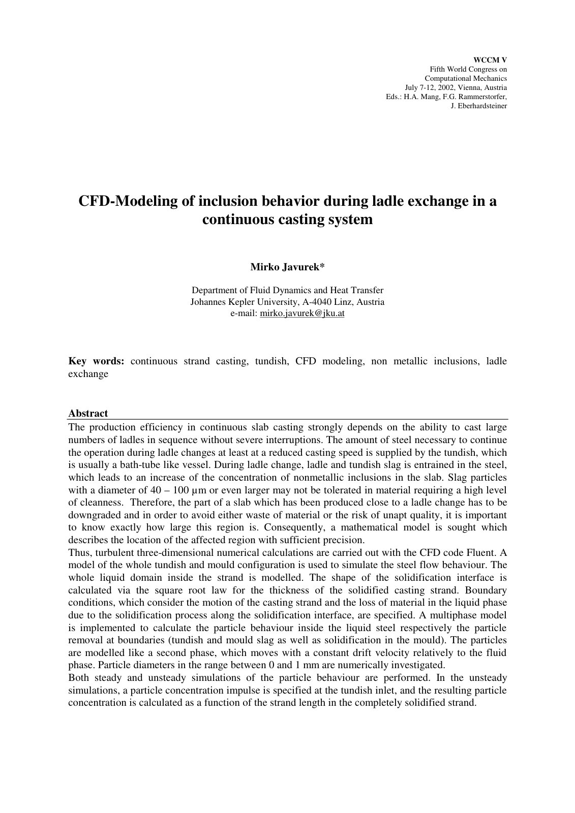 First page of CFD Modeling of inclusion behavior durin