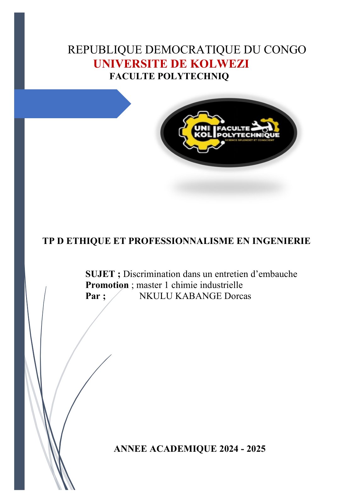 First page of TP 2 ETHIQUE ET PROFESSIONALISME EN INGENIERIE