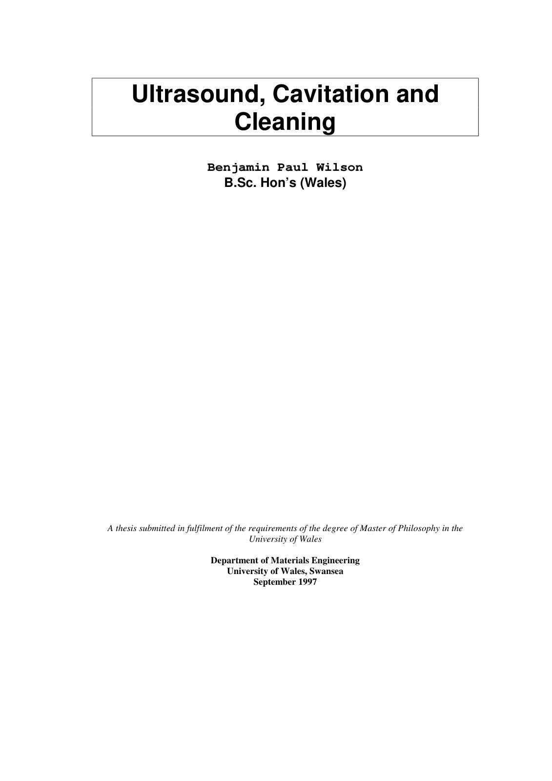 First page of Ultrasound Cavitation and Cleaning