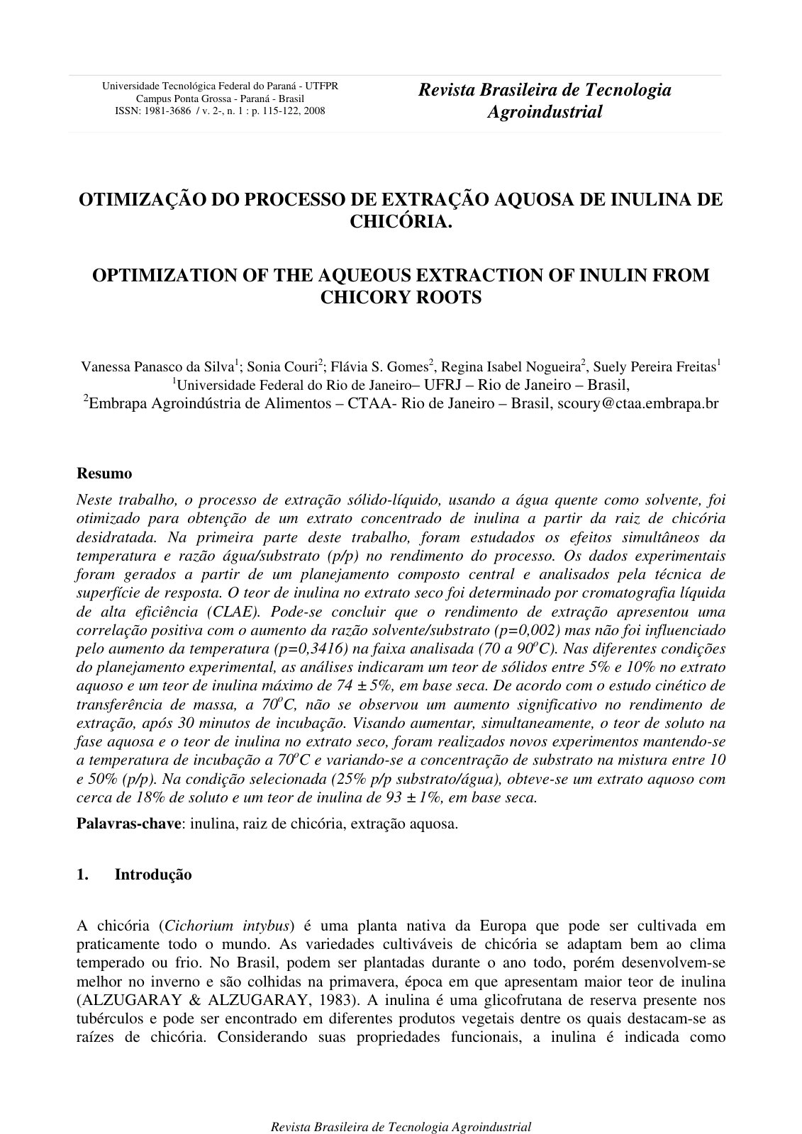 First page of Otimizacao Do Processo De Extracao Aquos