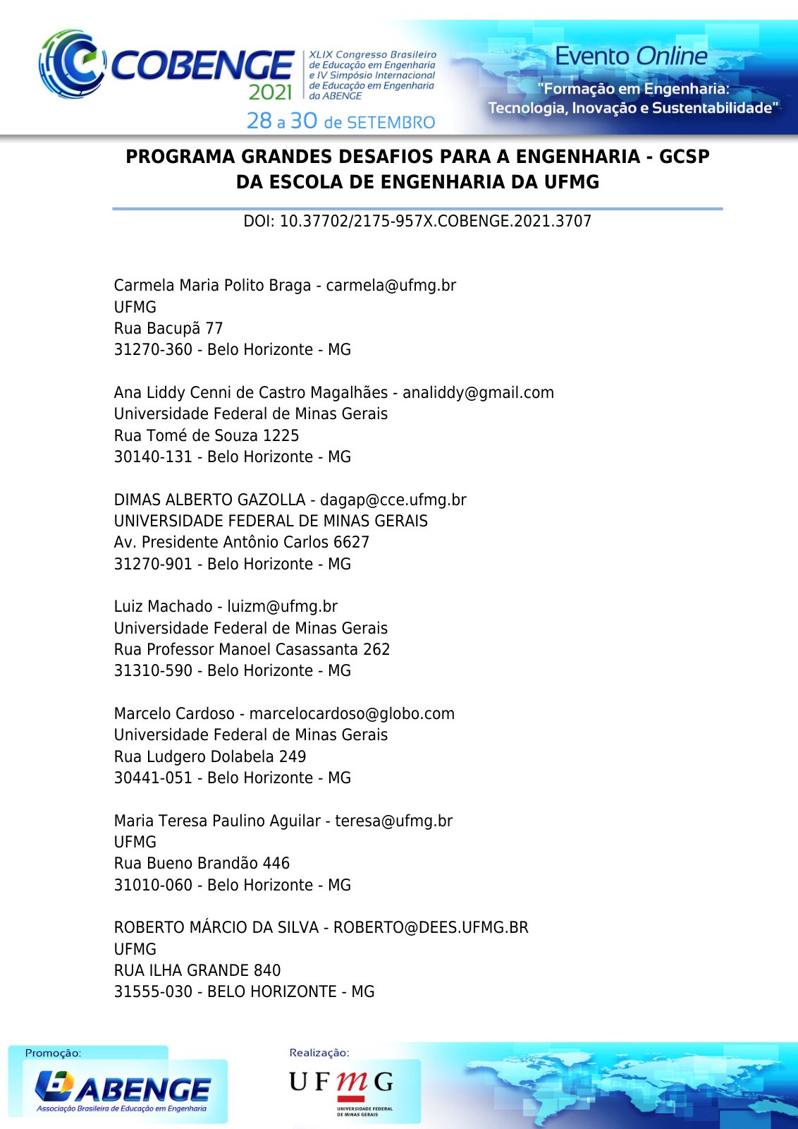 First page of Programa Grandes Desafios Para a Engenha
