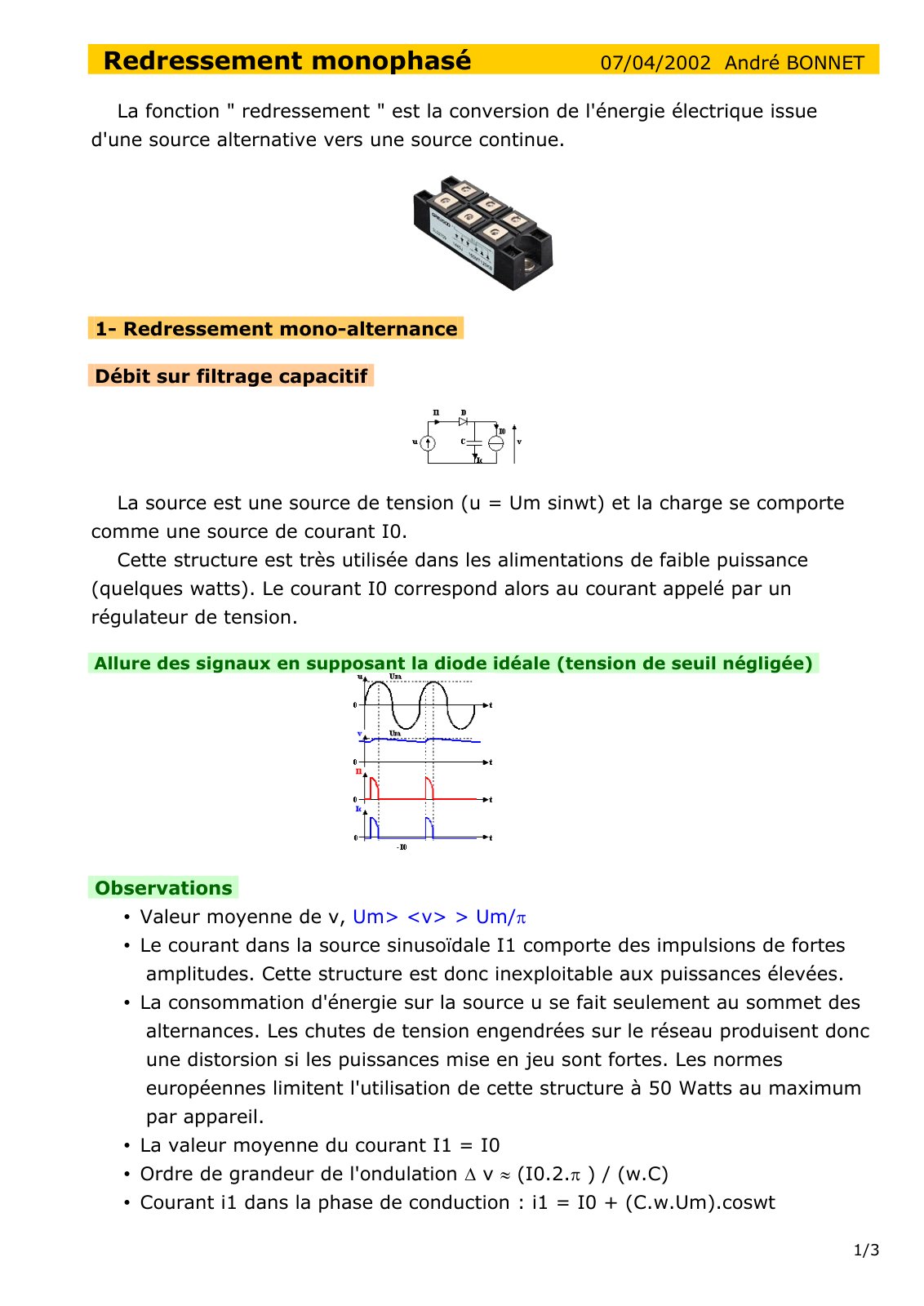 First page of redressement