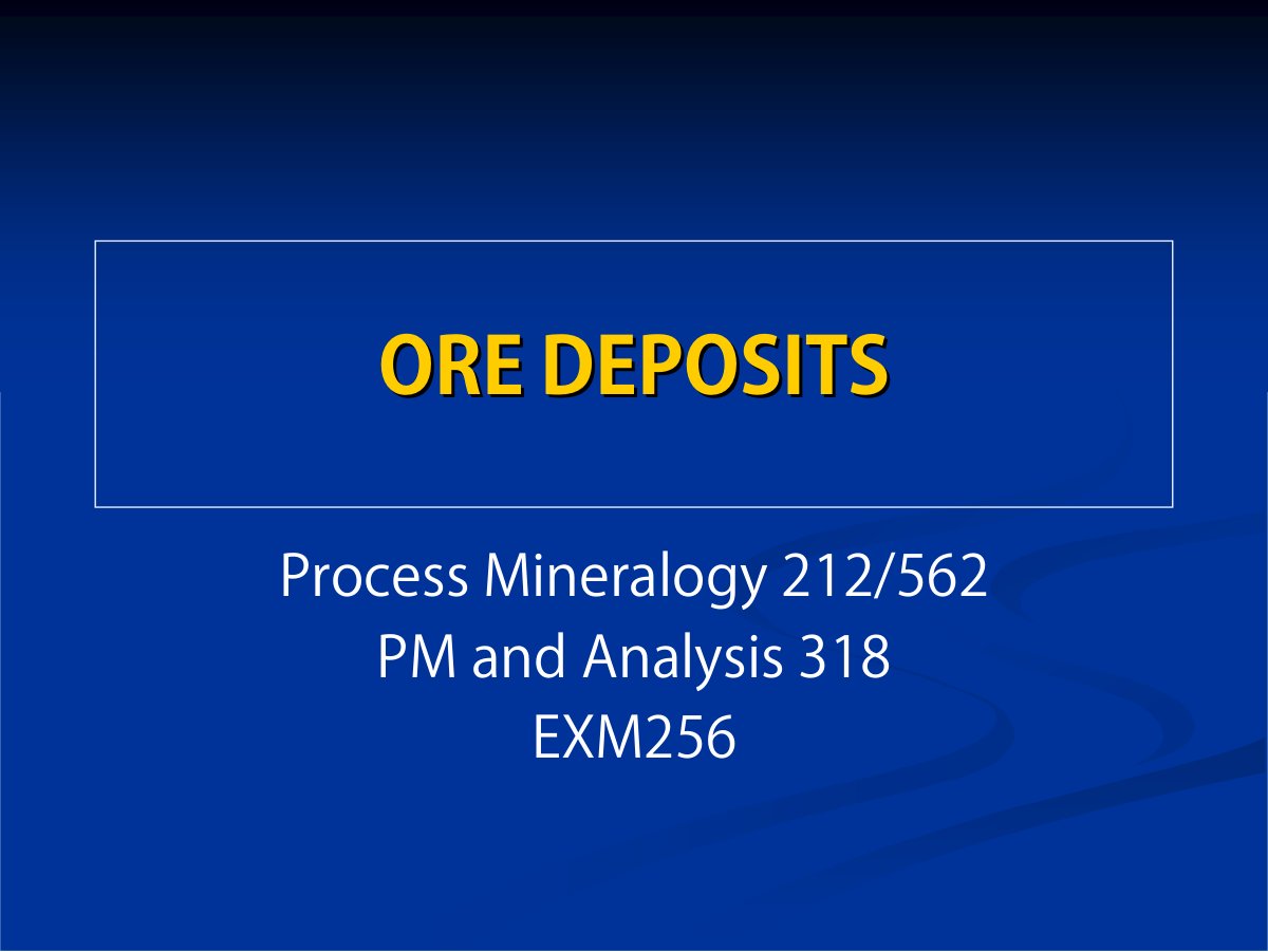 First page of 13. Ore Deposits   slides