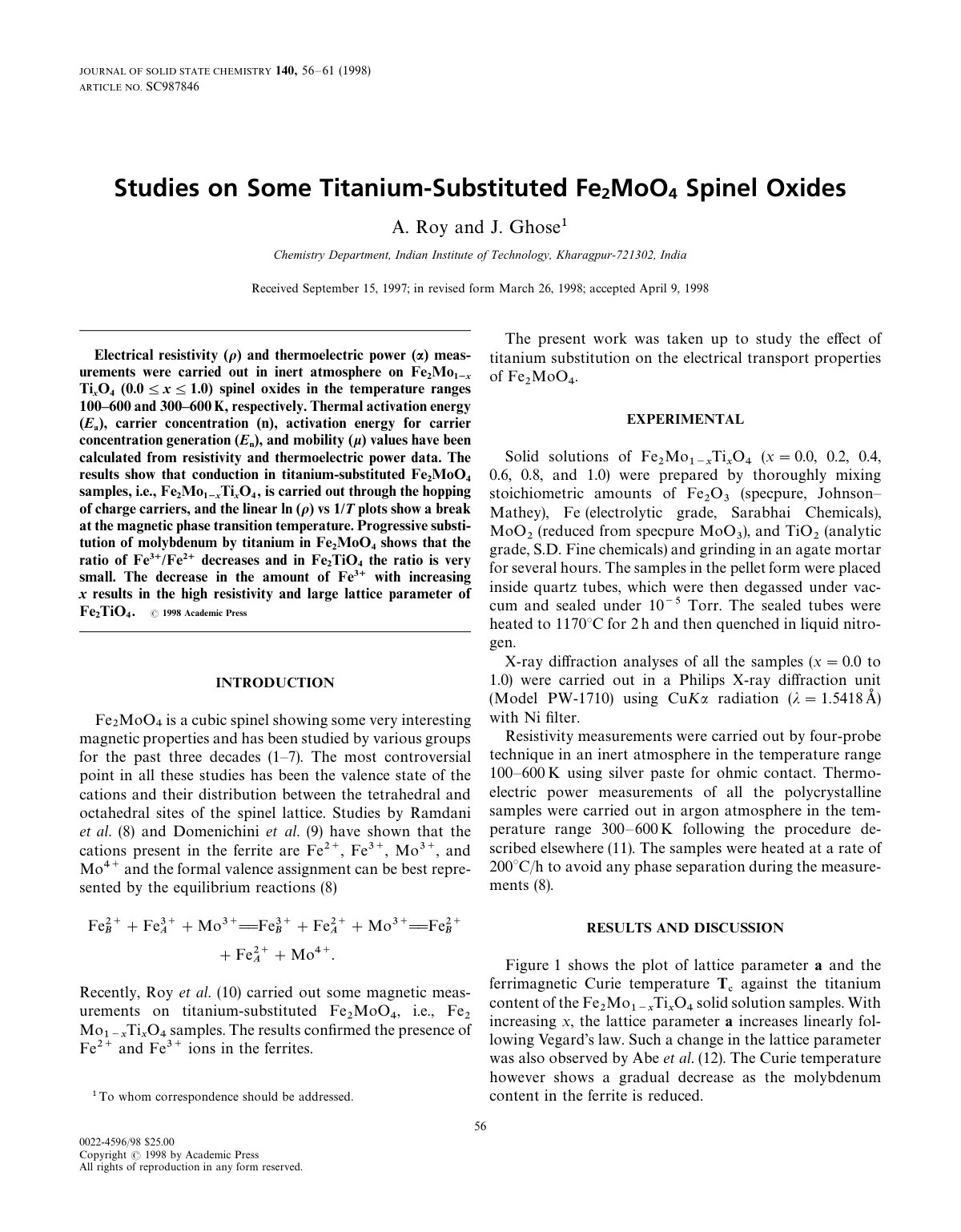 First page of Studies on Some Titanium Substituted Fe2