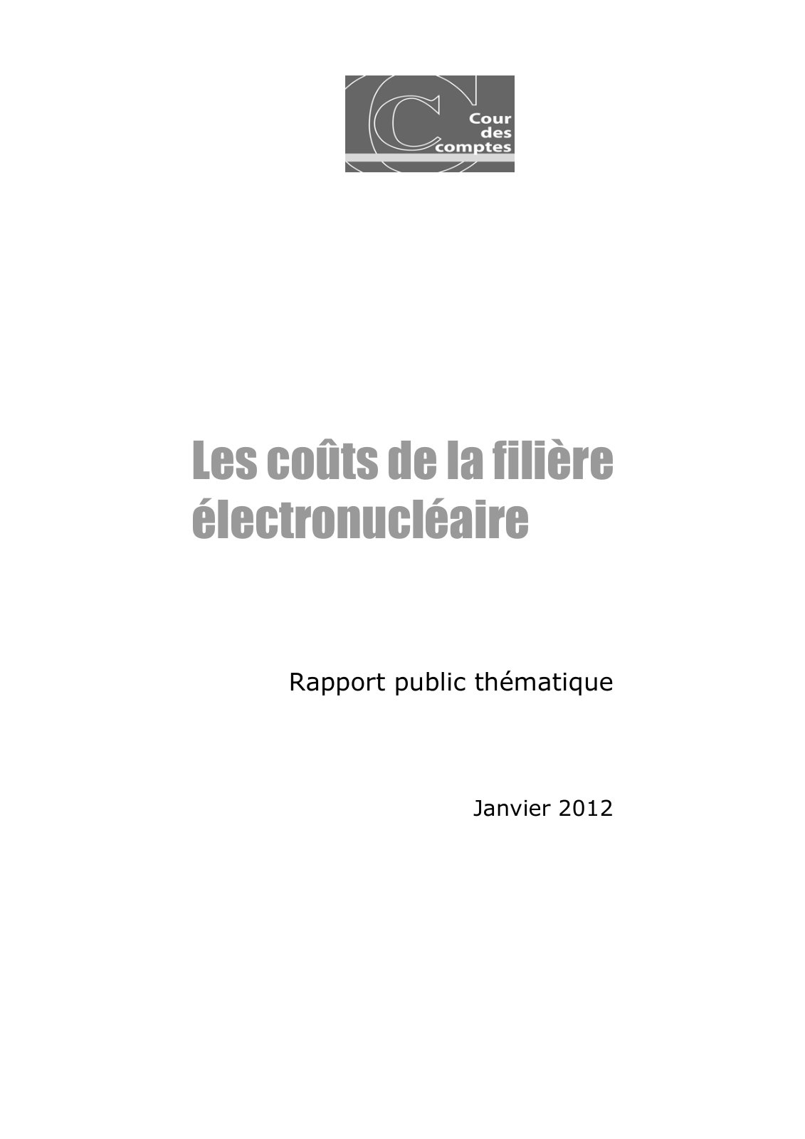First page of Rapport thematique filiere electronucleaire