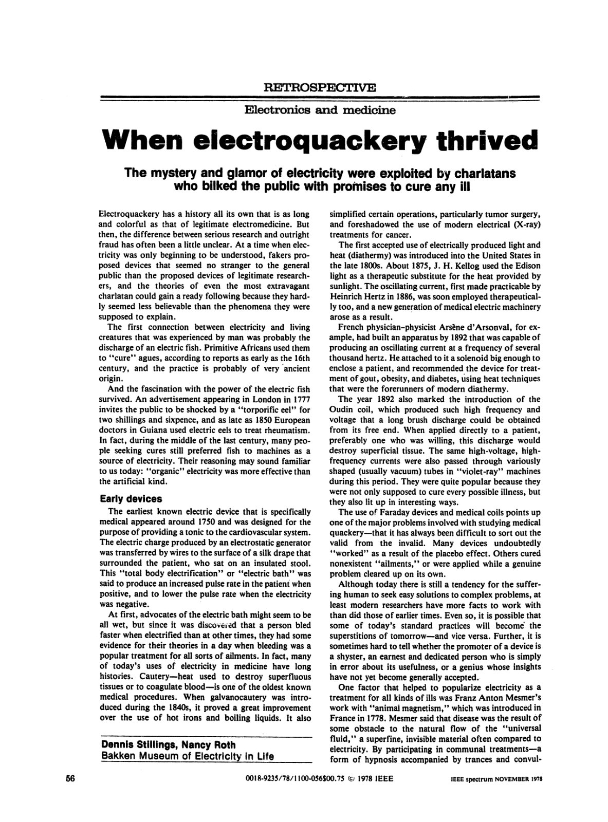 First page of When electroquackery thrived