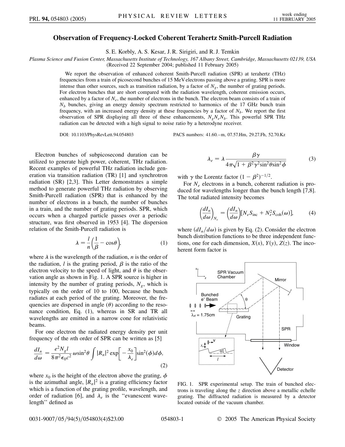 First page of Observation of Frequency Locked Coherent