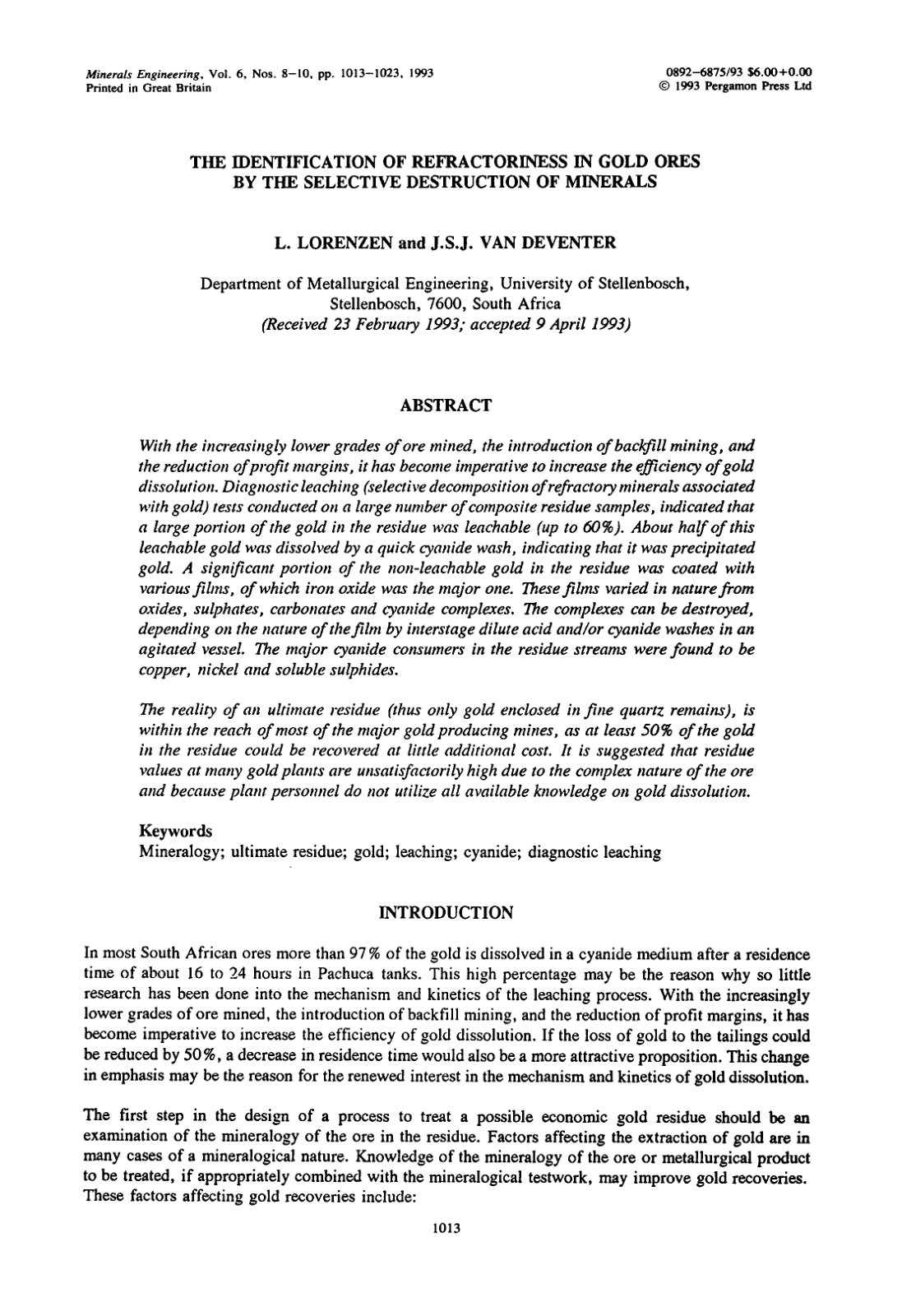 First page of The identification of refractoriness in