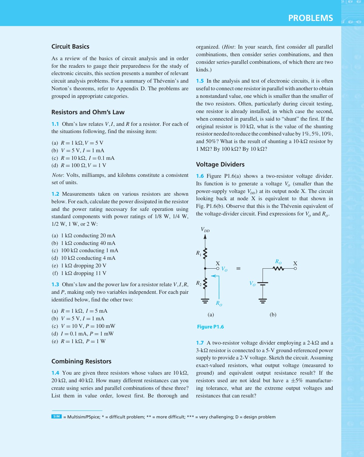First page of Circuit Basics Problems