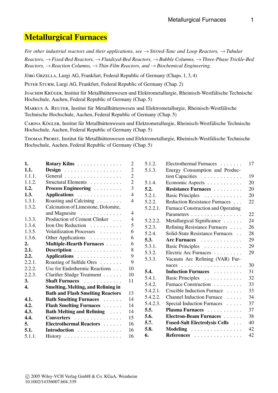 First page of Metallurgical Furnaces