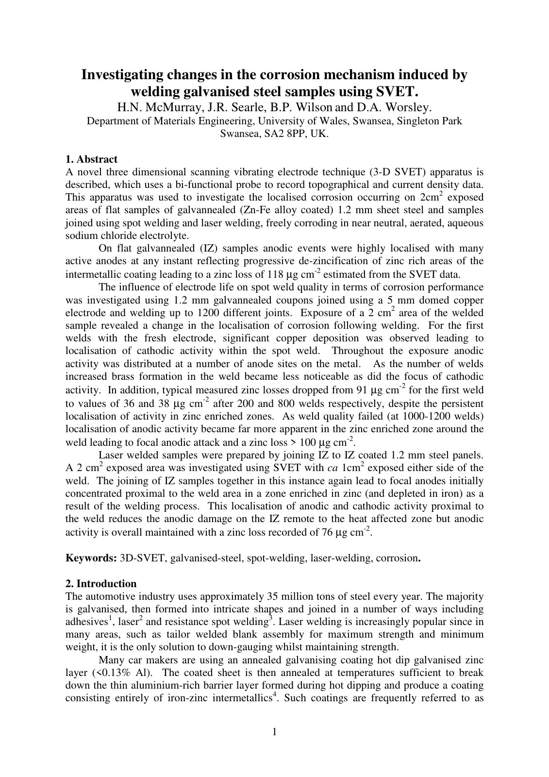First page of Investigating changes in the corrosion m