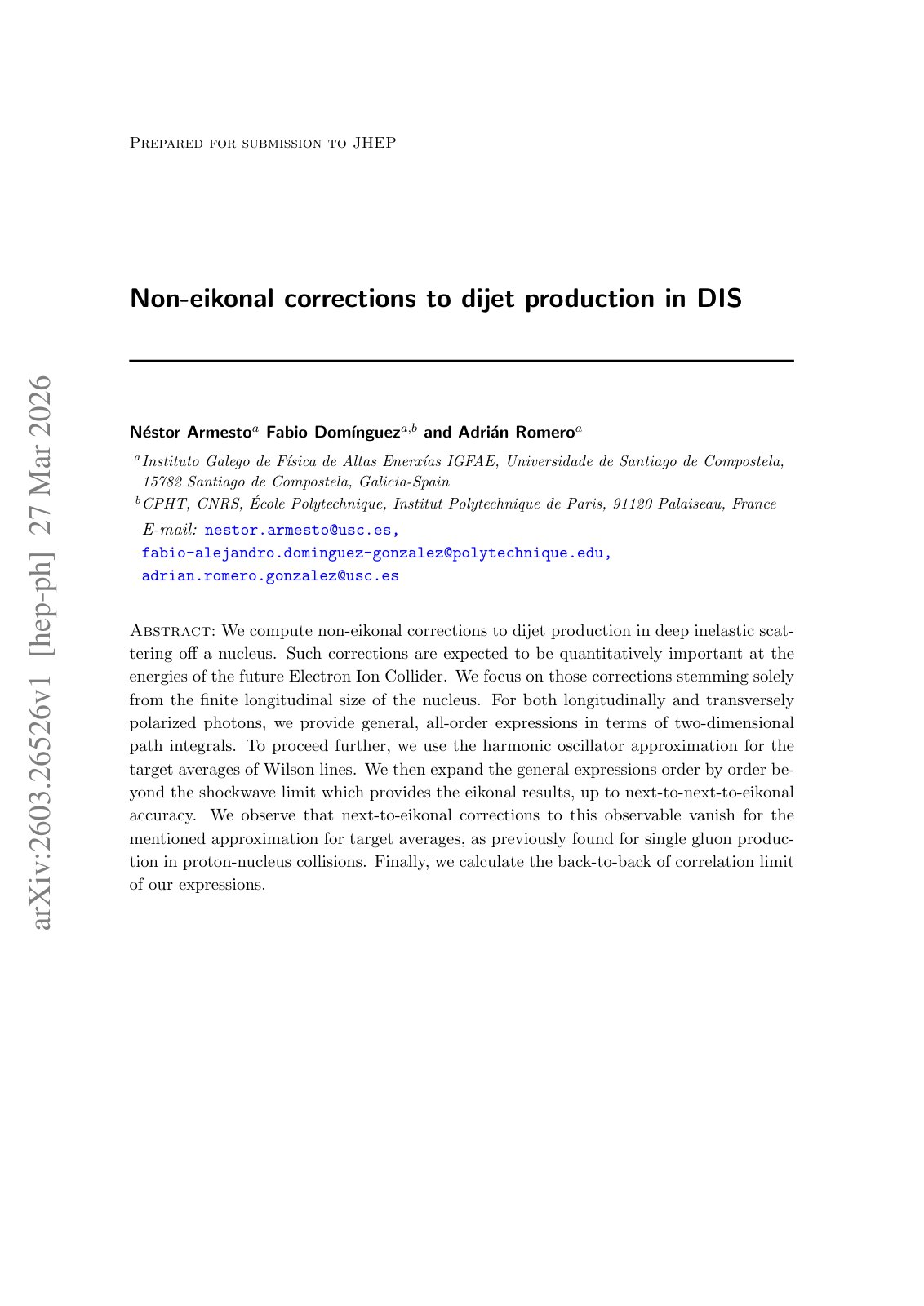 First page of Non eikonal corrections to dijet production in DIS