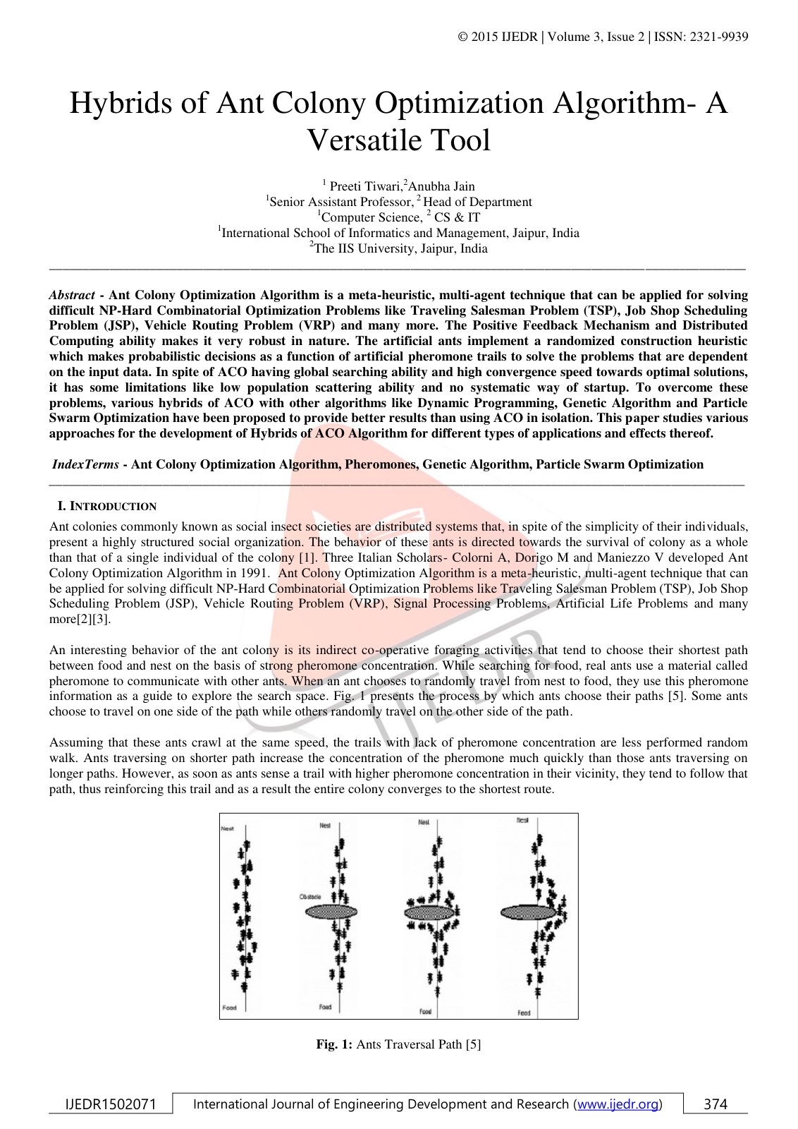 First page of Hybrids of Ant Colony optimization A Ver