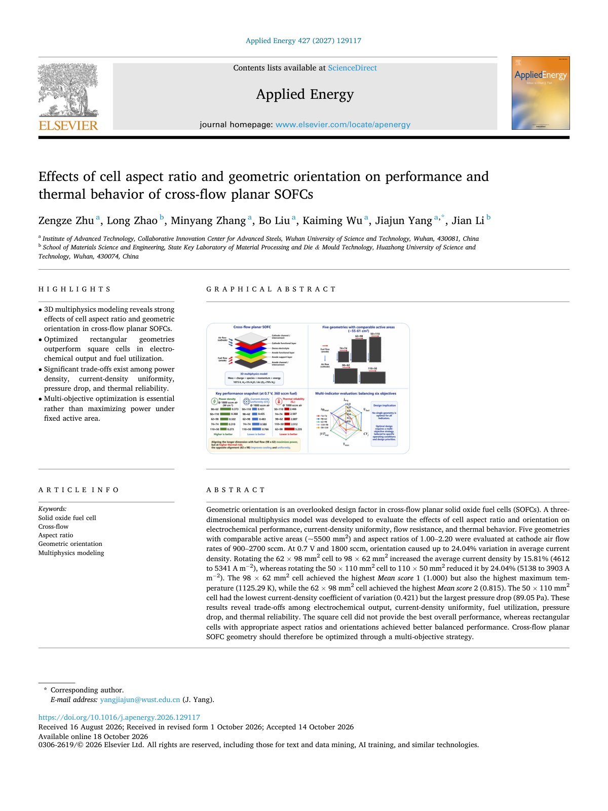 First page of Effects of cell aspect ratio and geometric orientation on perfo 2027 Applied