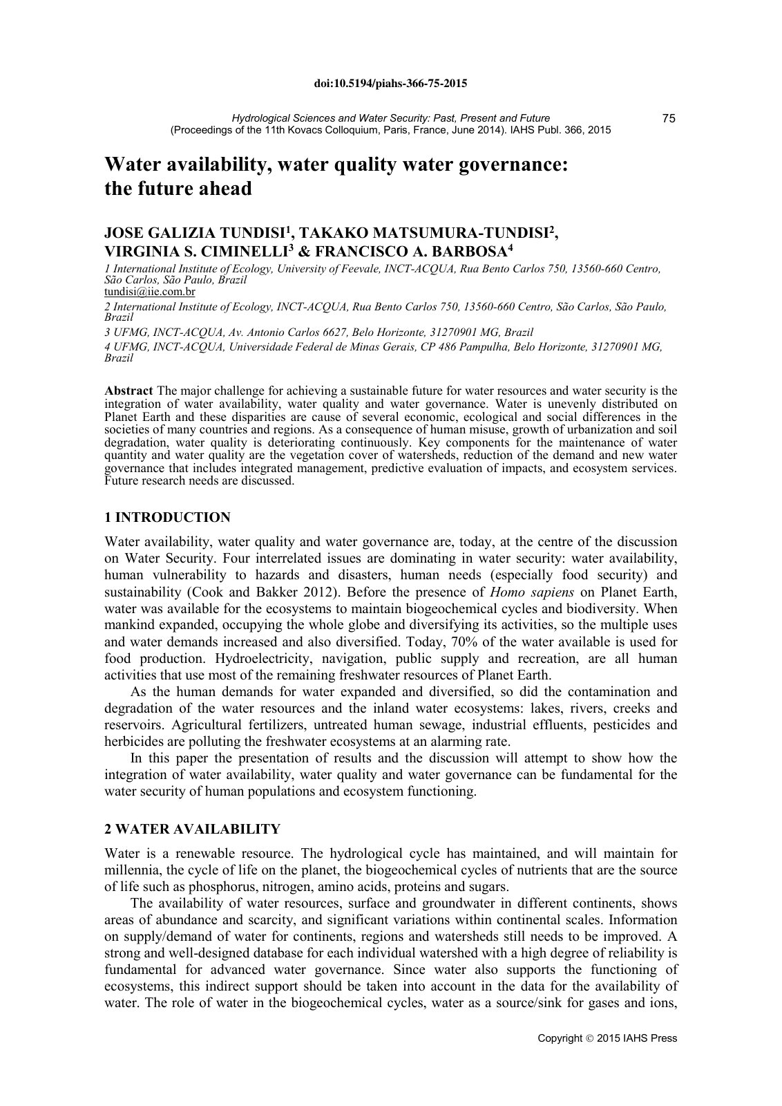 First page of Water availability water quality water g