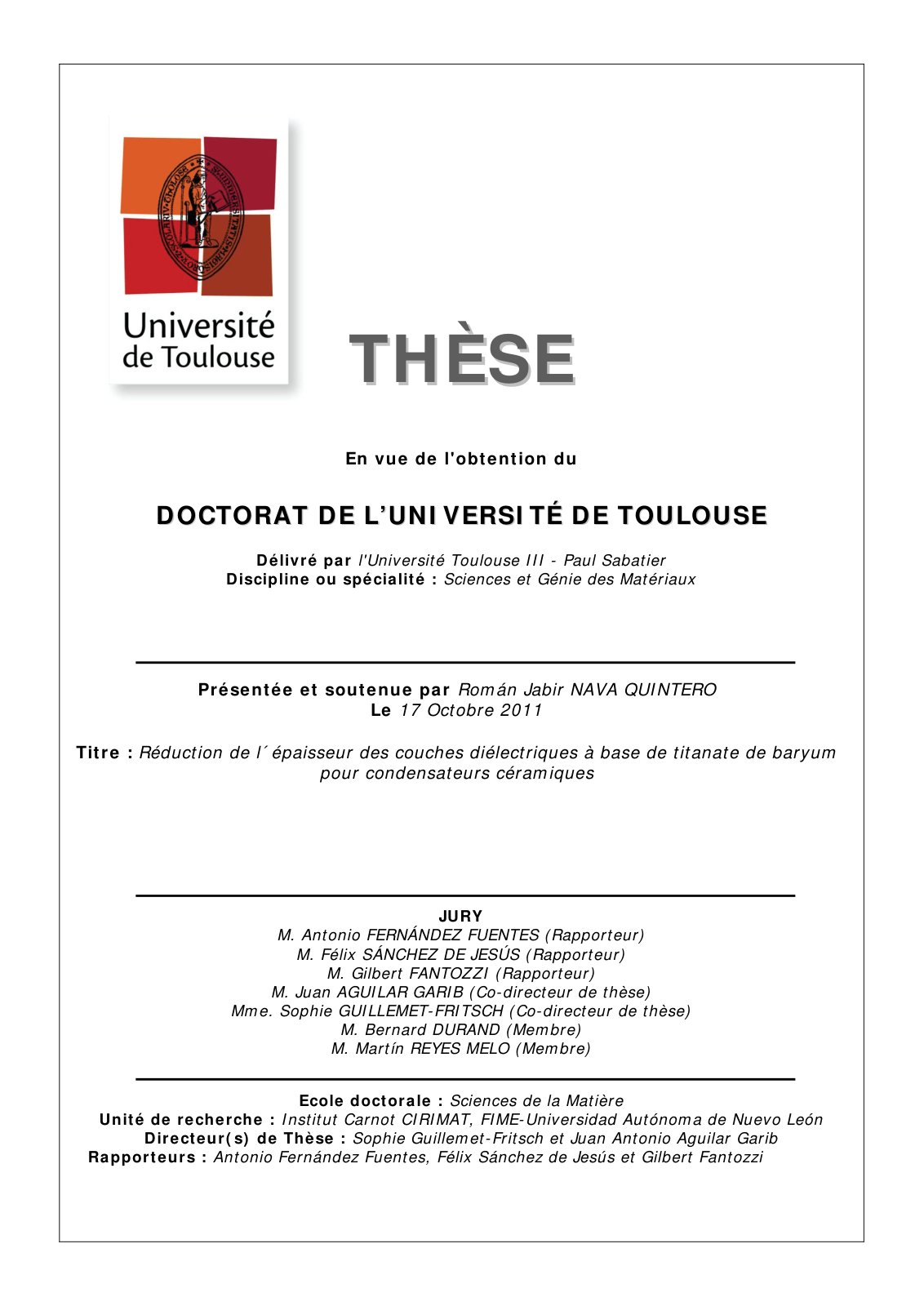First page of Reduction de lepaisseur des couches diel