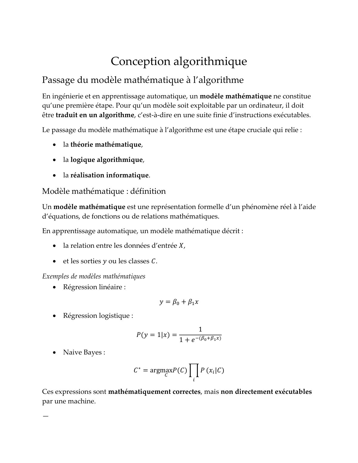 First page of Conception algorithmique