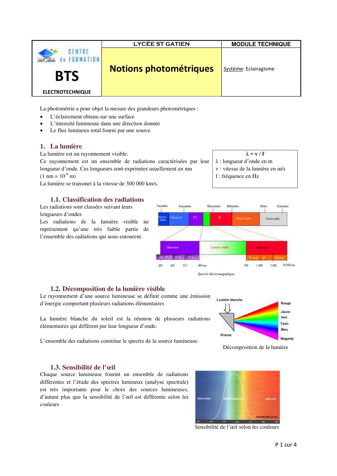 First page of notions photometrie