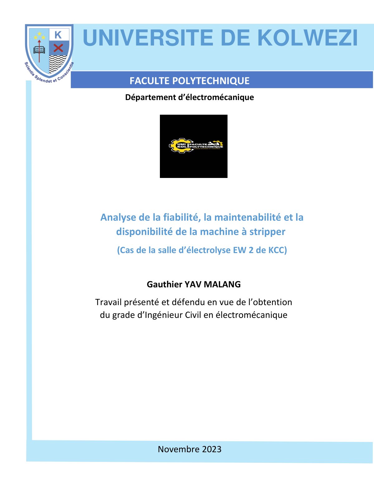First page of 2022 2023 TFE ELM YAV MALANG Gauthier