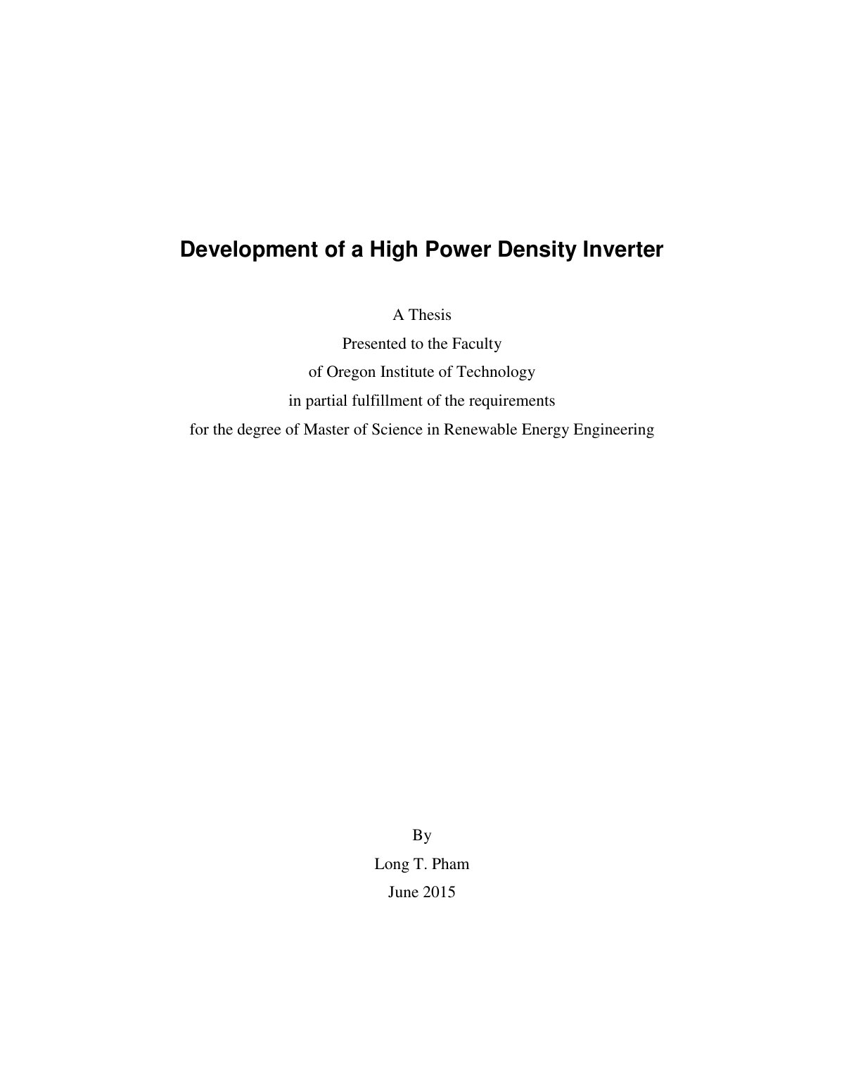 First page of Development of a High Power Density Inverter