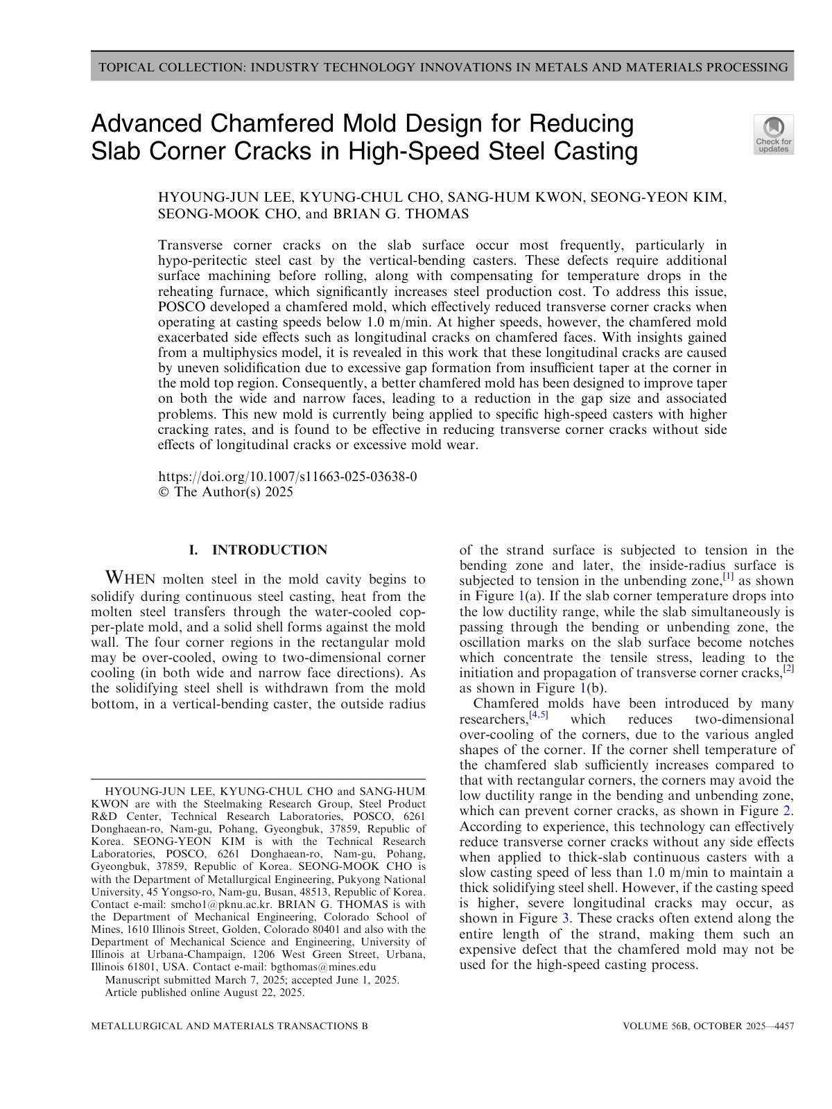 First page of 2025 Chamfered Mold Slab Corner Cracks