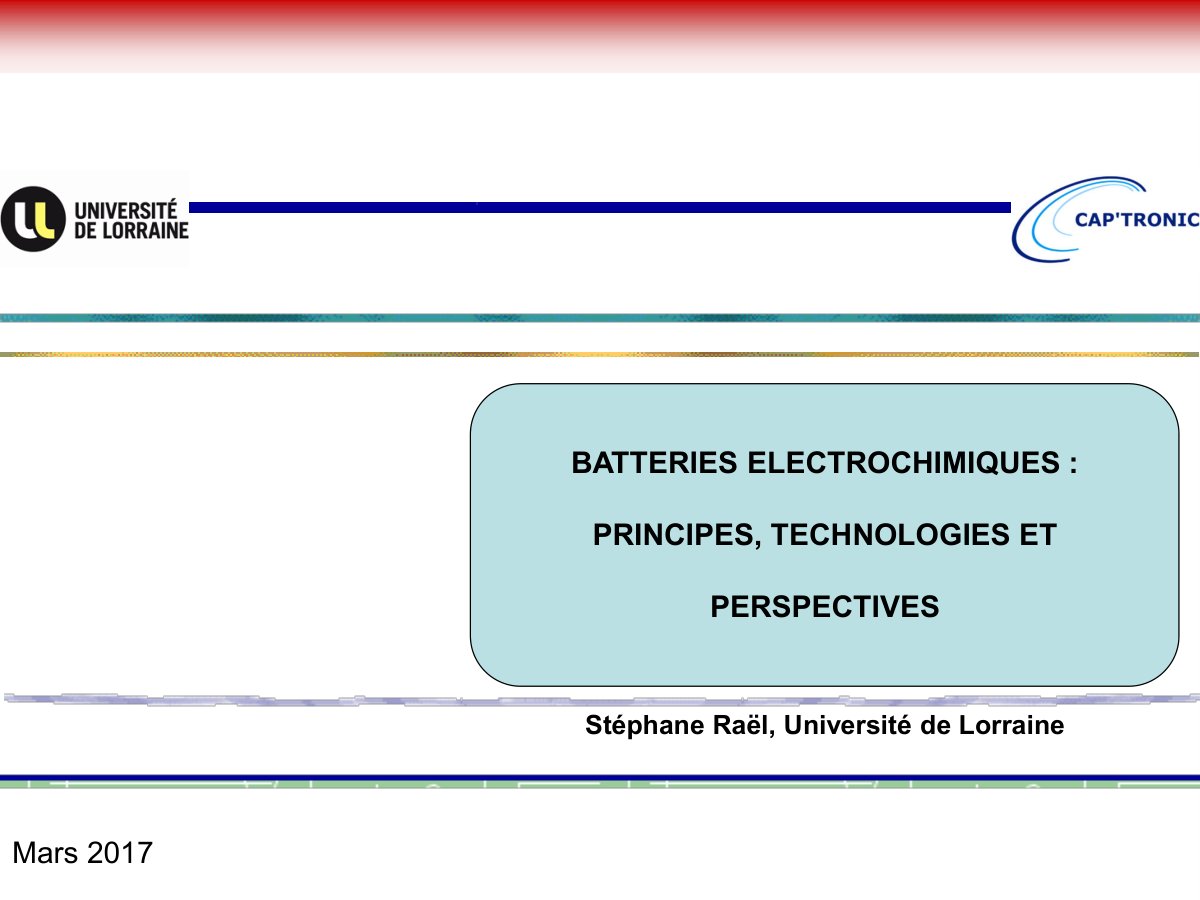 First page of batteries electrochimiques