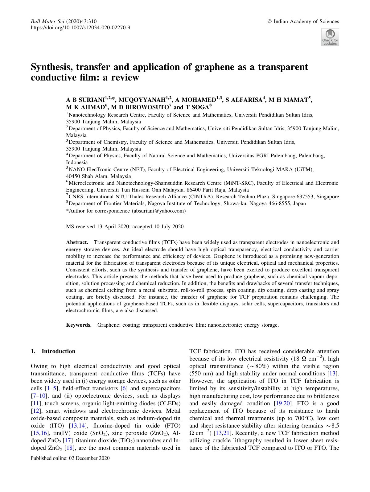 First page of Synthesis transfer and application of gr