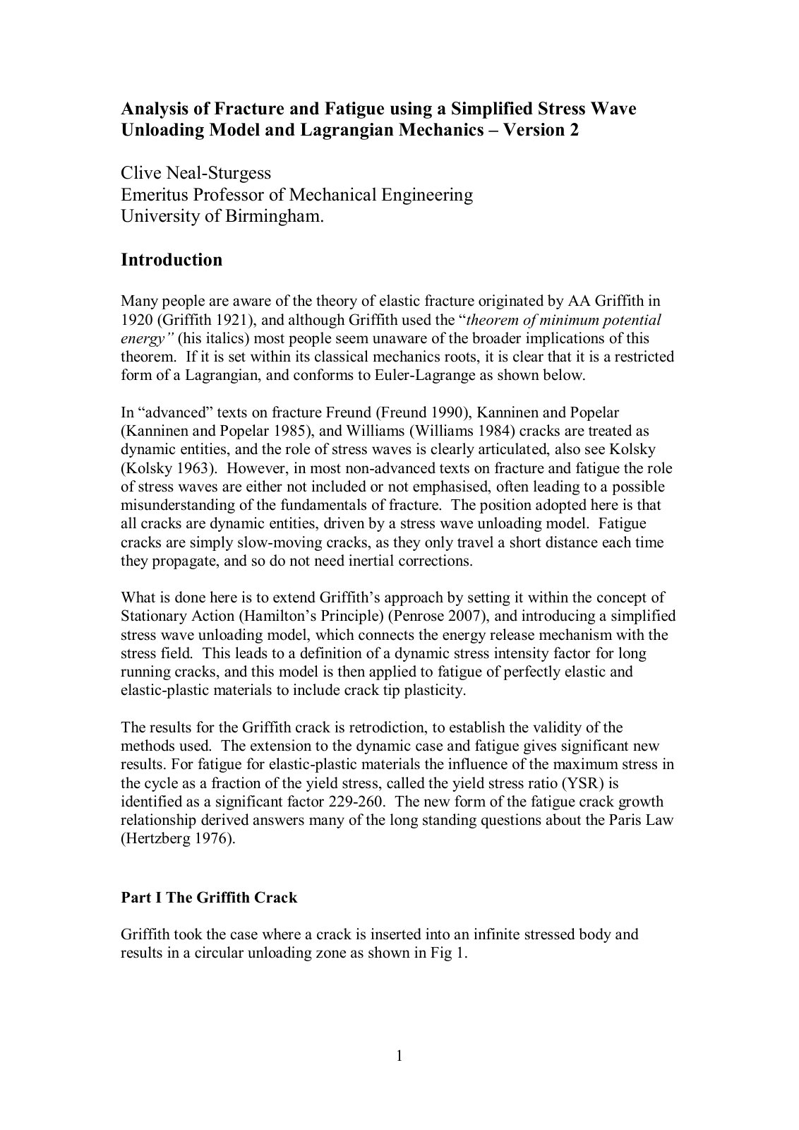 First page of Fracture Mechanics from the Principle of Stationary Action