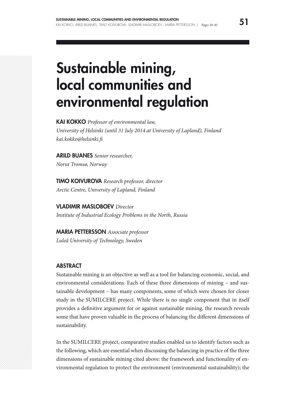 First page of Sustainable mining local communities and