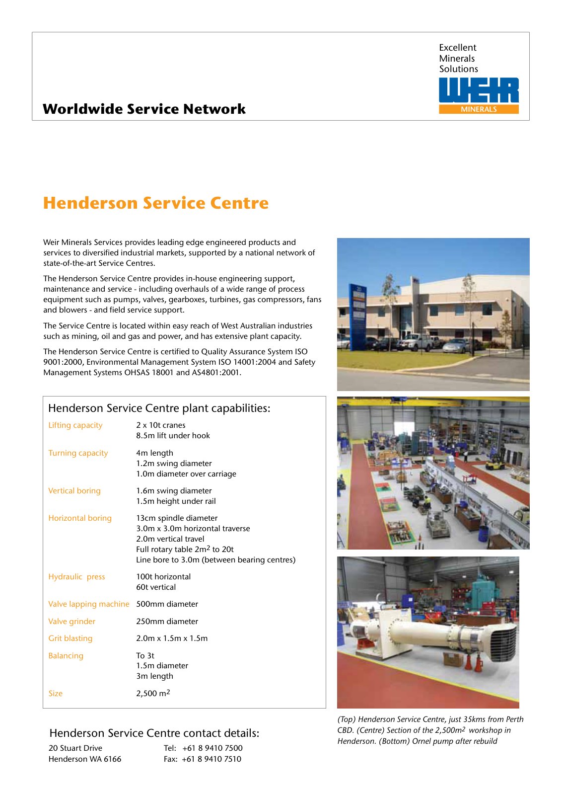 First page of Worldwide Service Network Henderson Service Centre PREVIEW