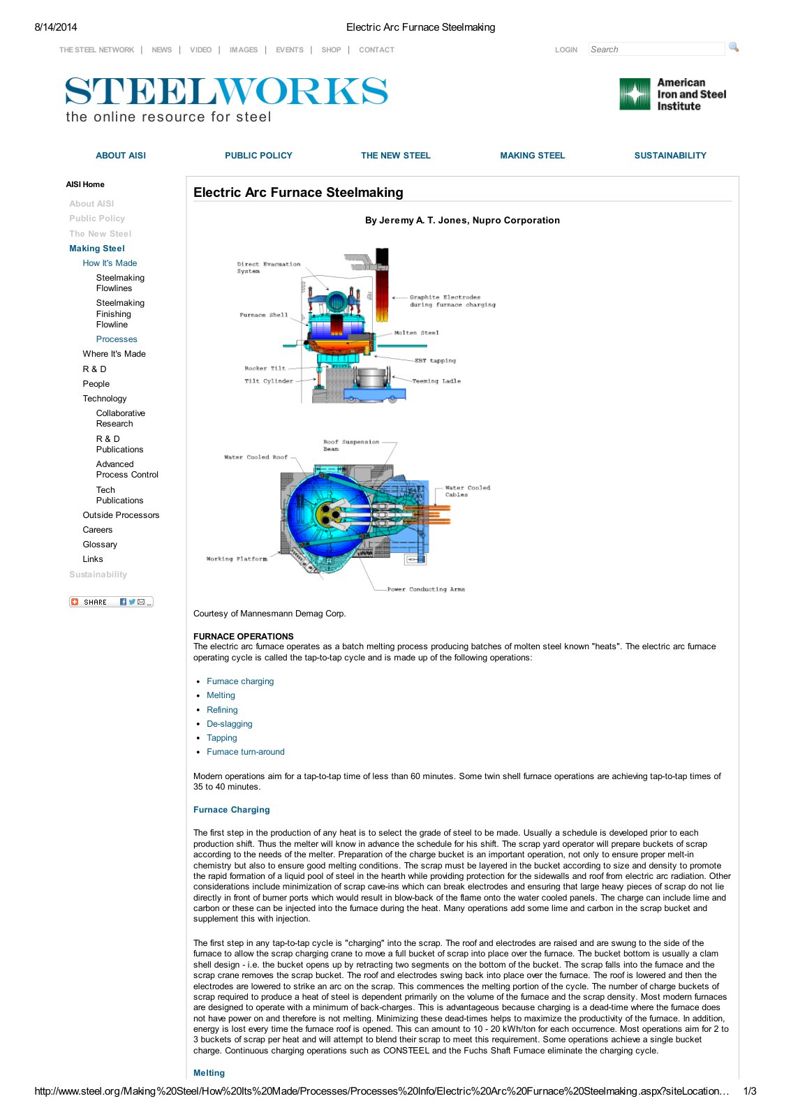 First page of 236789584 Electric Arc Furnace Steelmaking