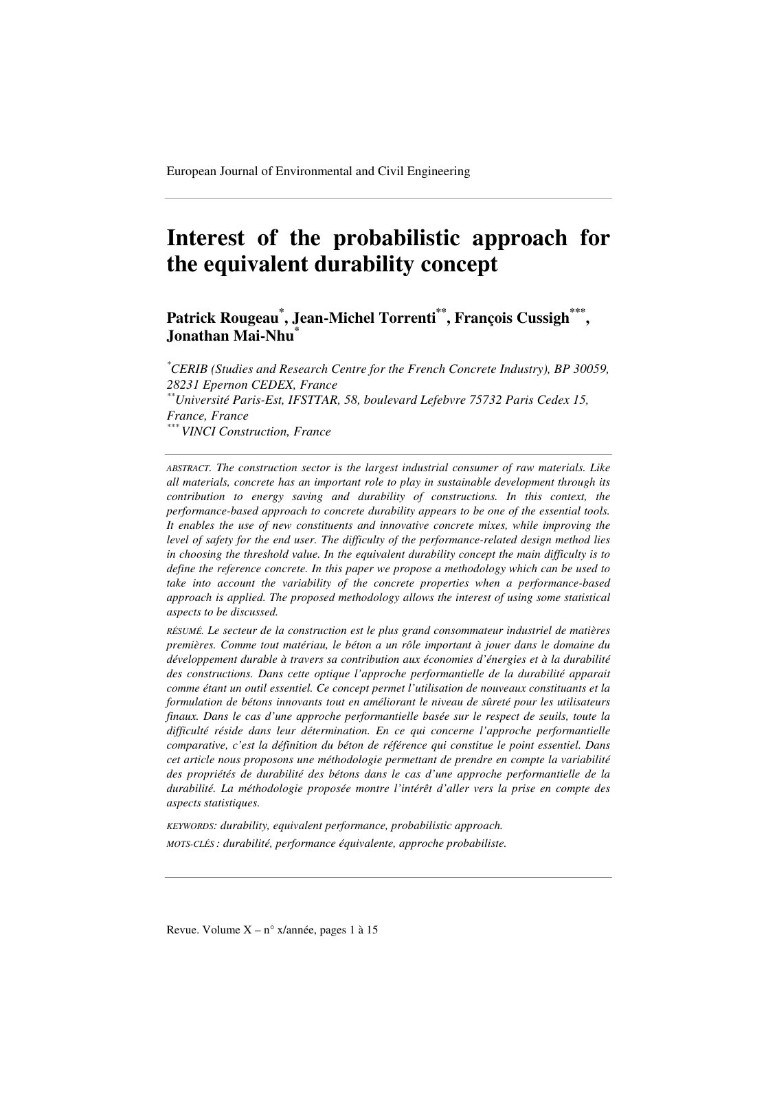 First page of Interest of the probabilistic approach f