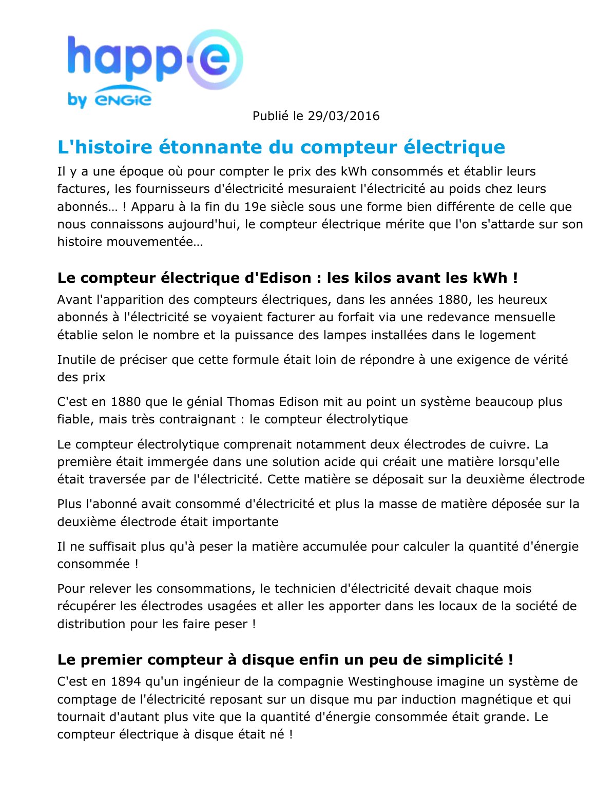 First page of compteur electrique