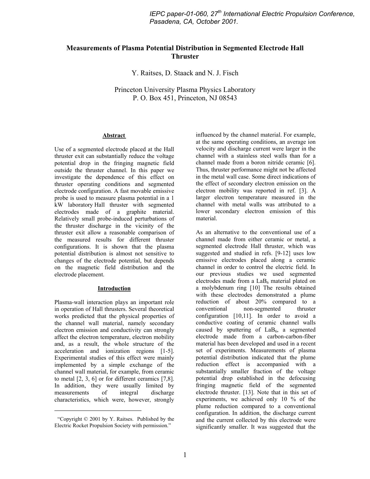 First page of Measurements of Plasma Potential Distrib