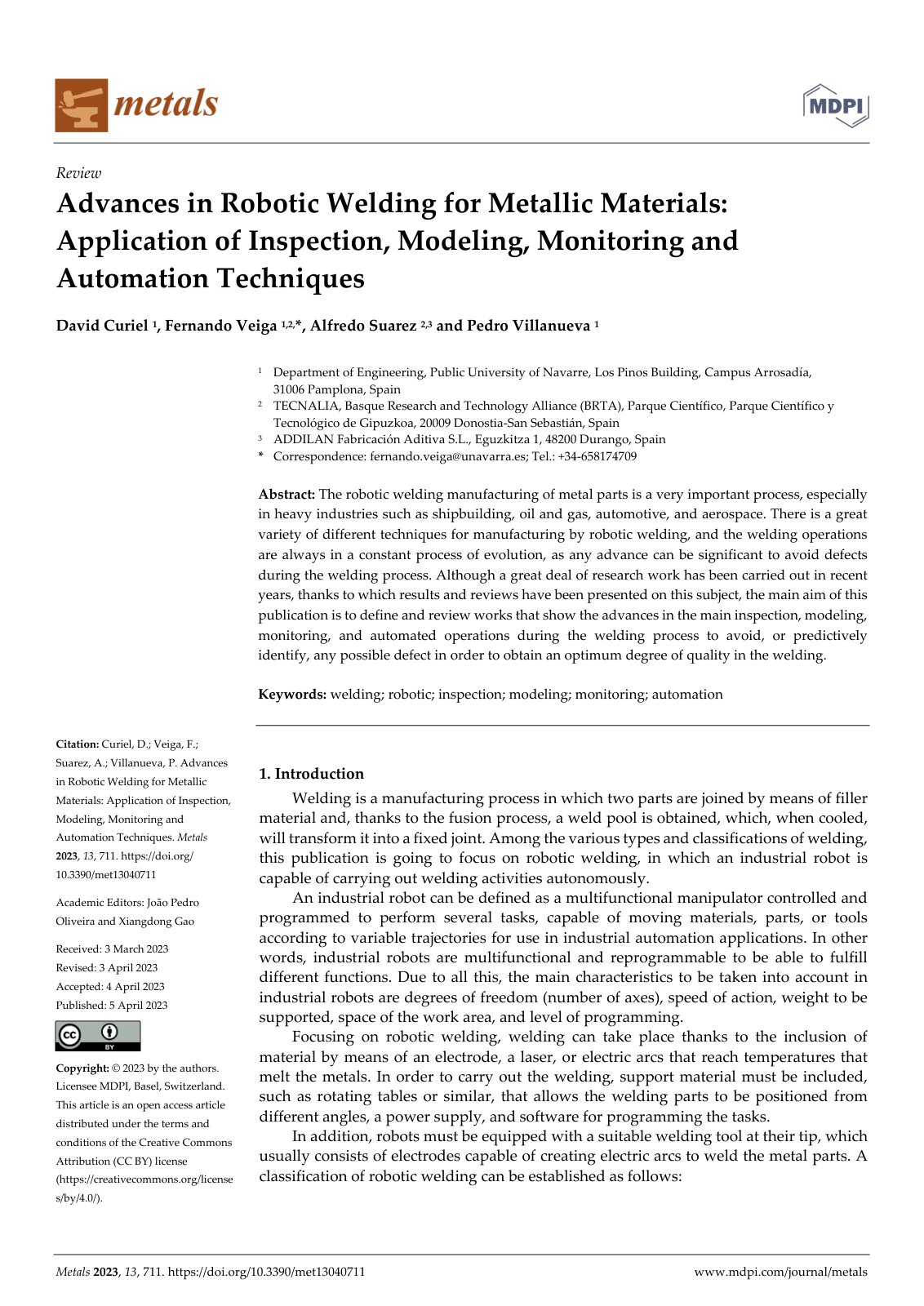 First page of Metals 2023, 13, 711. https://doi.org/10.3390/met13040711