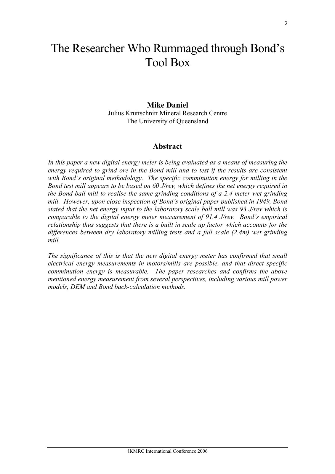 First page of 2006 student conf bonds toolbox mdaniel