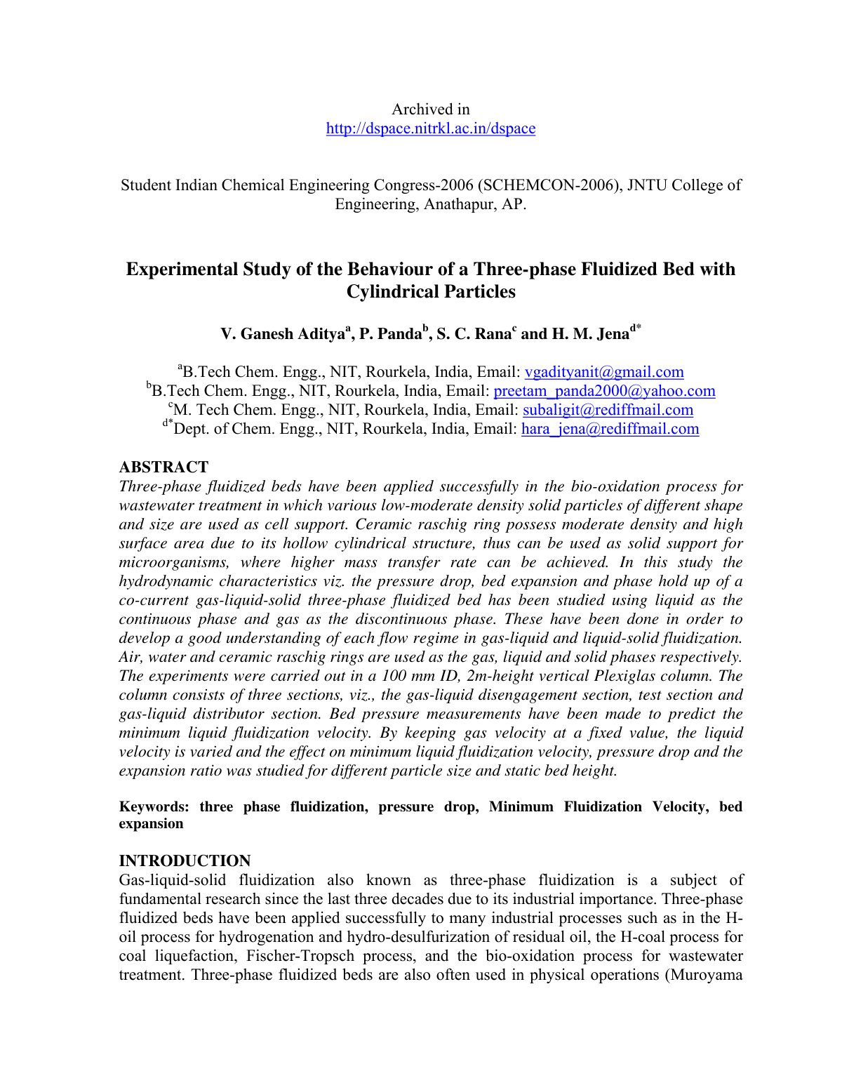 First page of Experimental Study of the Behaviour of a