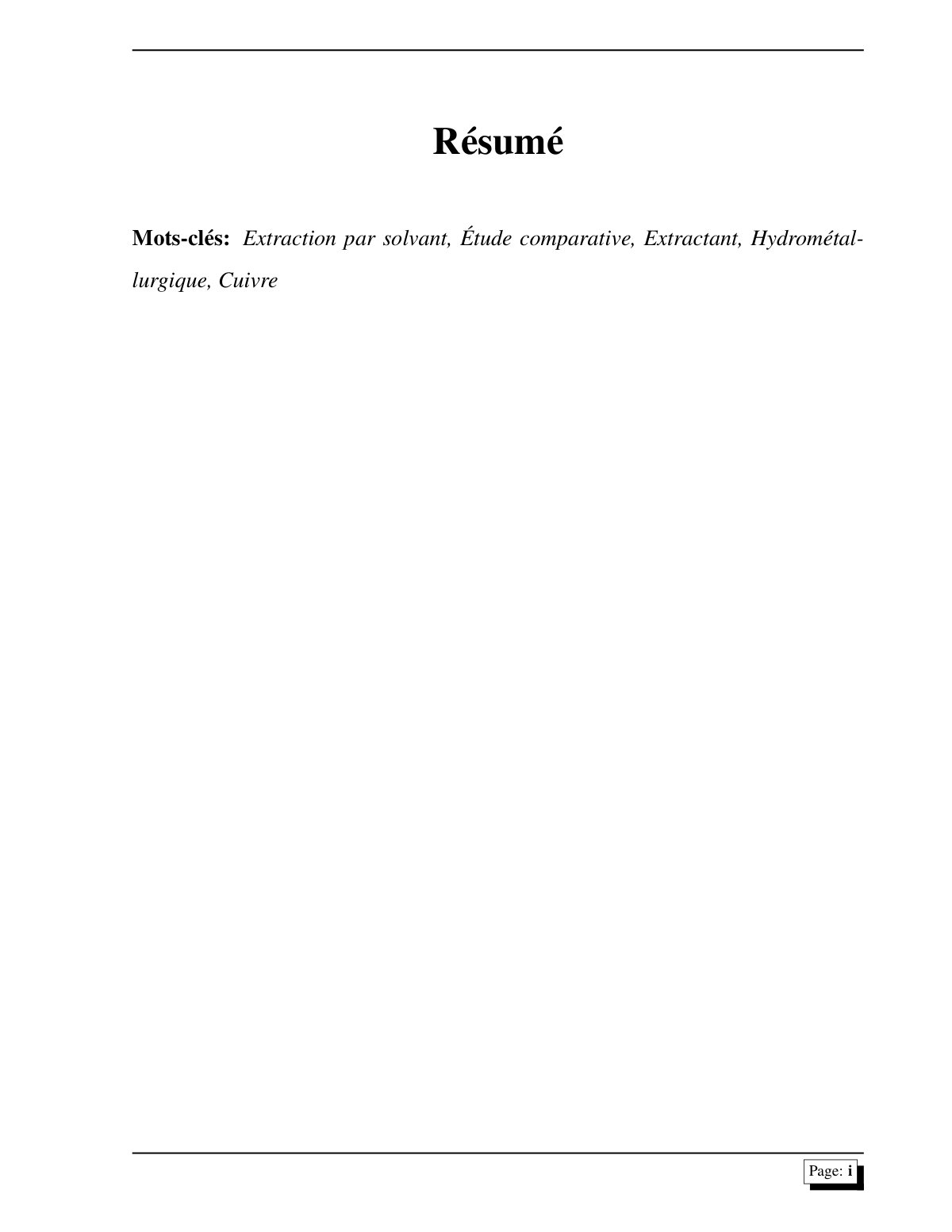 First page of Mémoire Kabeke Kyembe