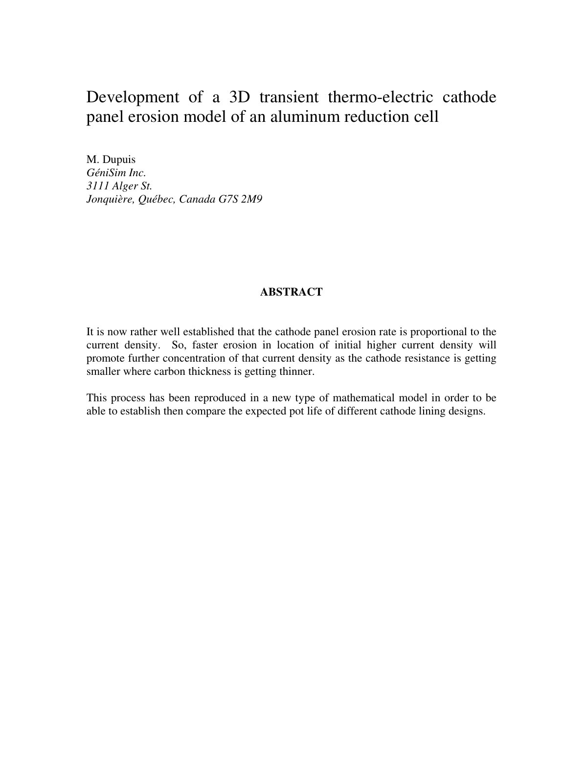 First page of Development of a 3D transient thermo ele