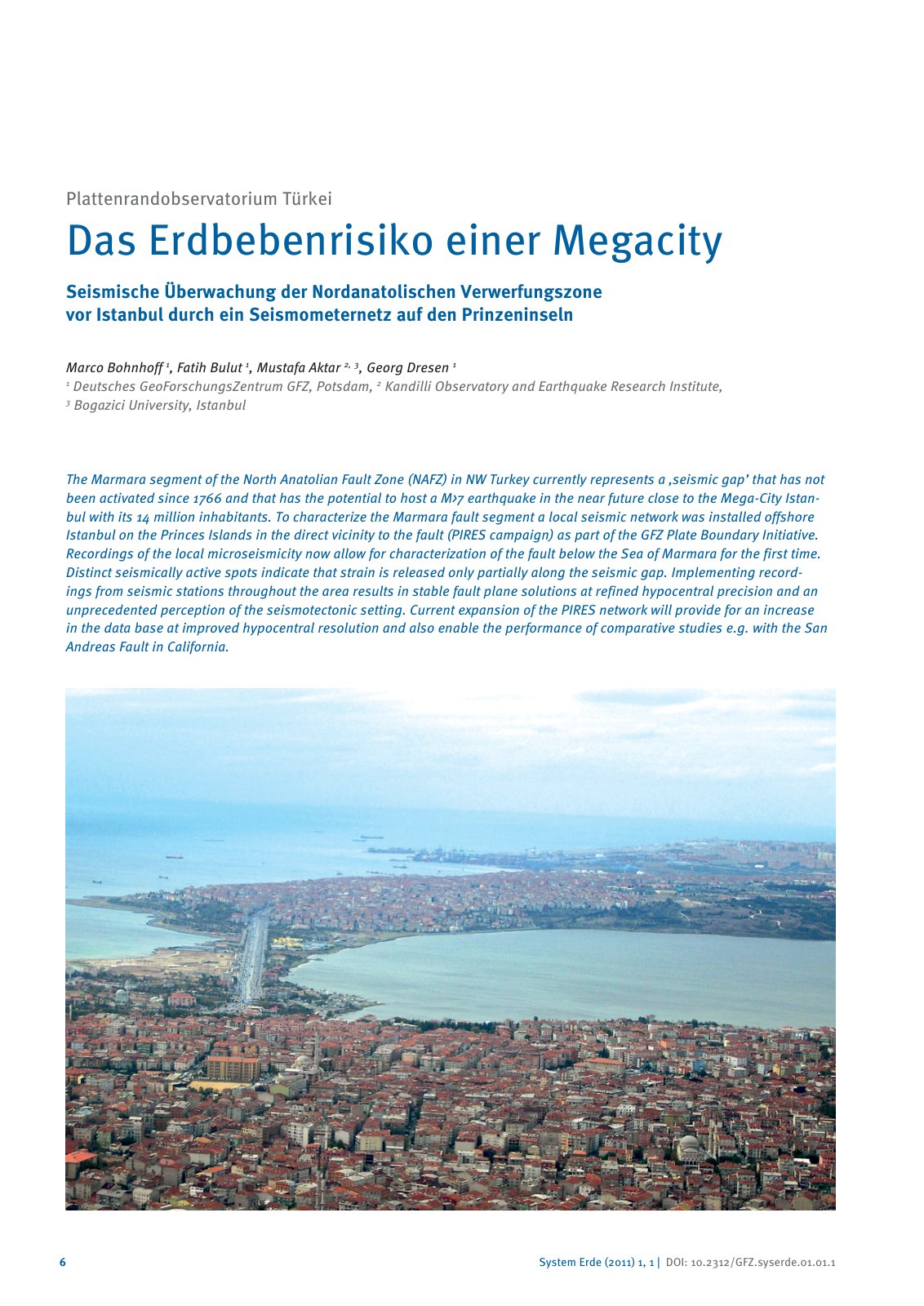 First page of Das Erdbebenrisiko einer Megacity
