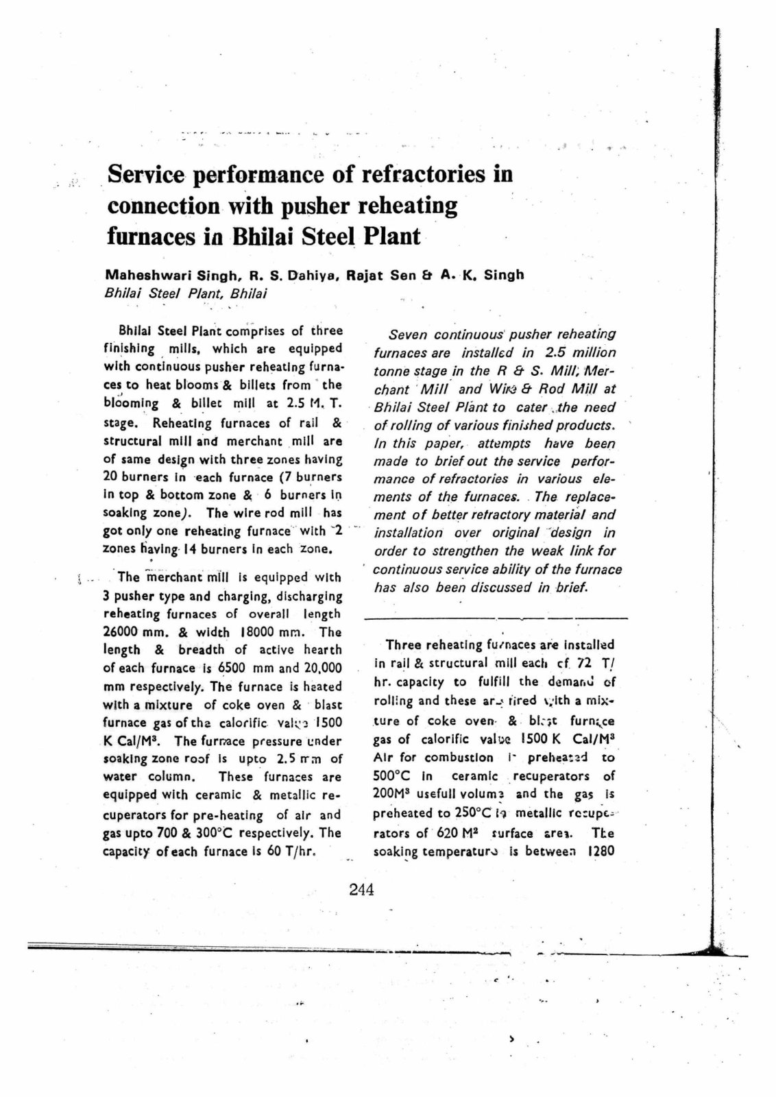 First page of Service performance of refractories in c