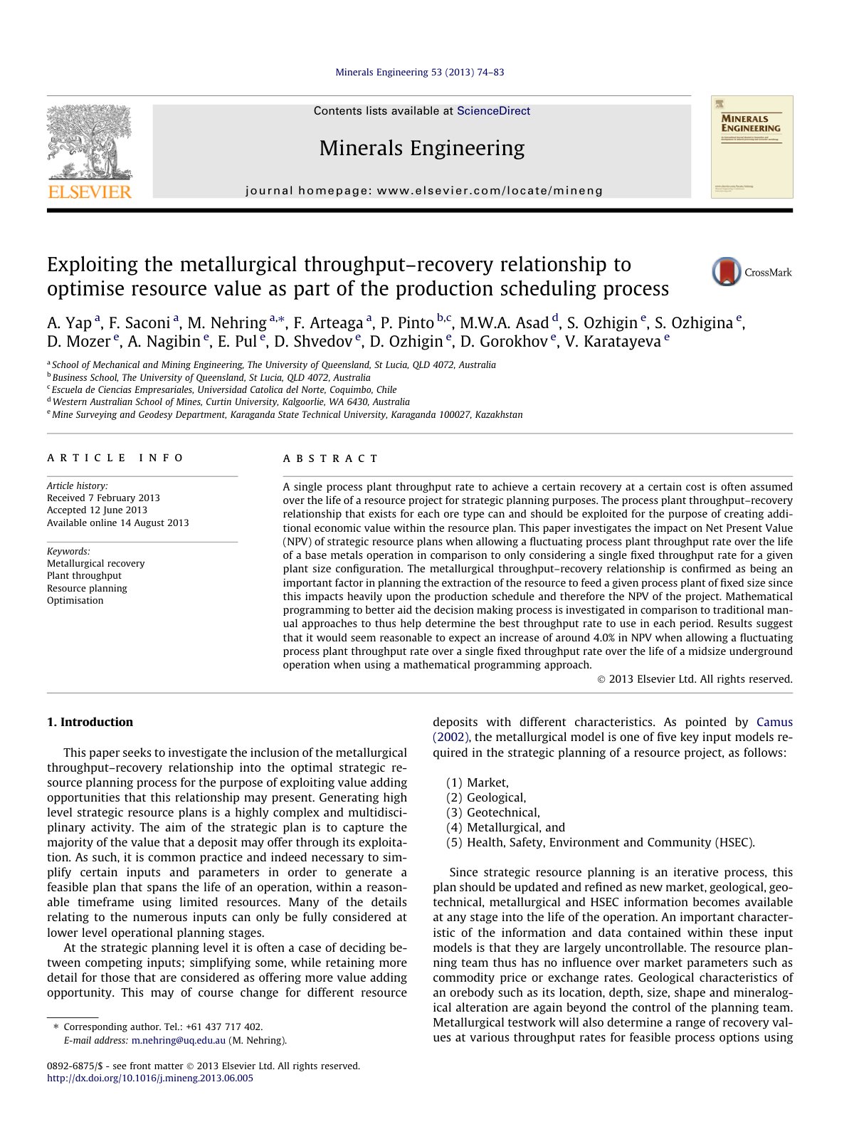 First page of Exploiting the metallurgical throughput